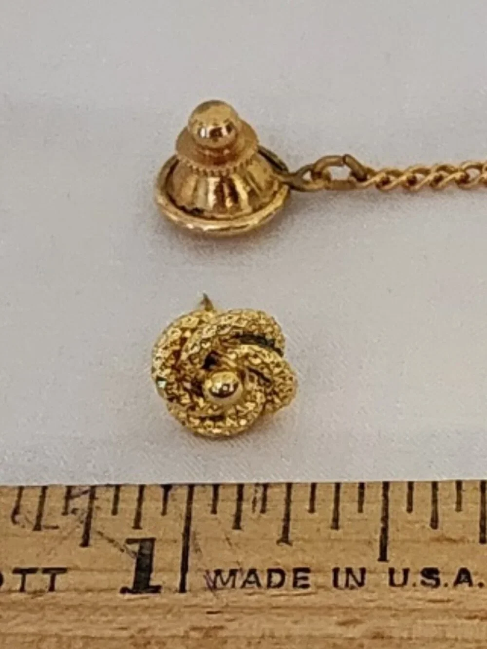 Vintage Simmons 12KT Gold-Filled Knot Cufflinks and Tie Tack Set